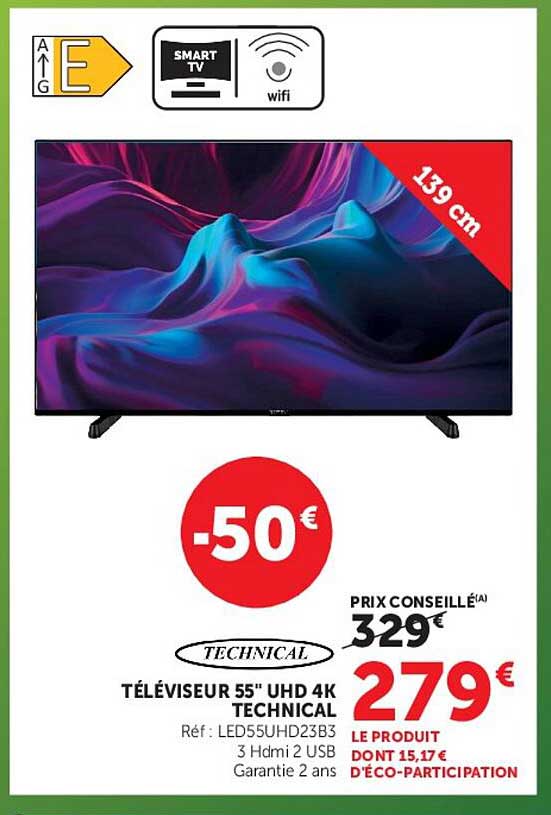 TÉLÉVISEUR 55" UHD 4K TECHNICAL
