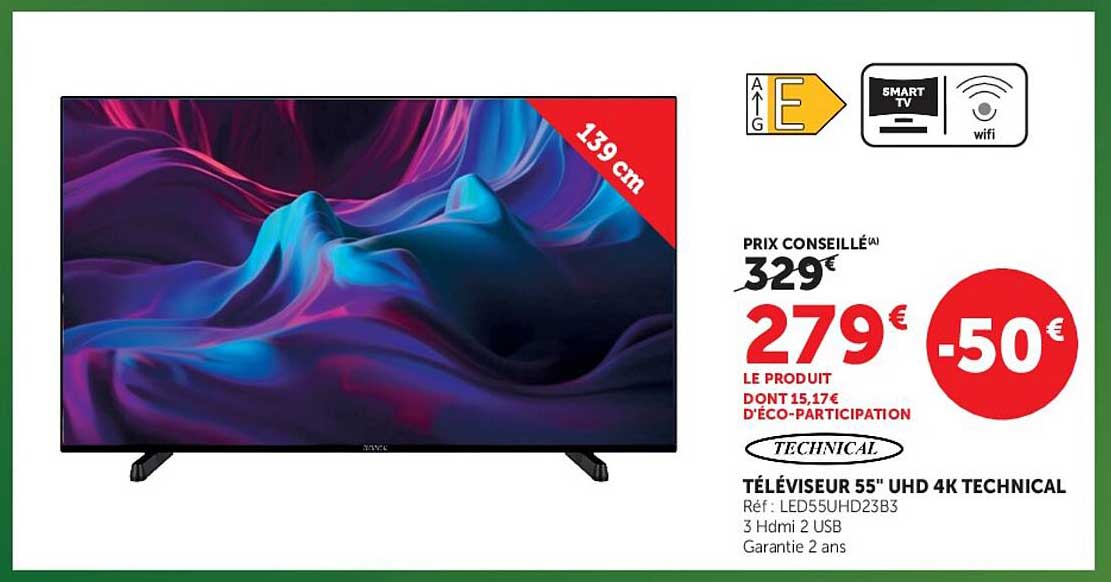 TÉLÉVISEUR 55" UHD 4K TECHNICAL