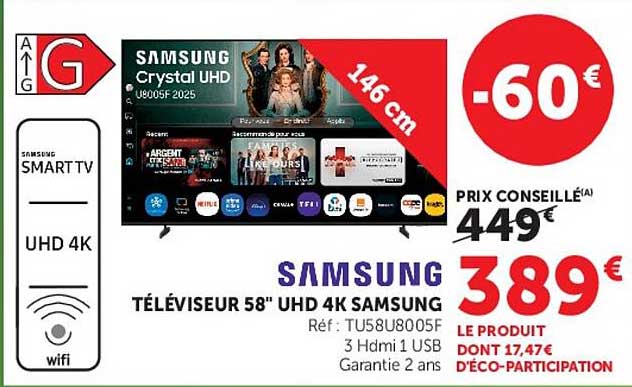TÉLÉVISEUR 58" UHD 4K SAMSUNG