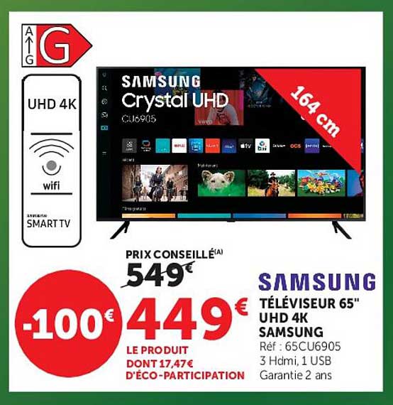 TÉLÉVISEUR 65'' UHD 4K SAMSUNG