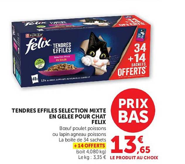TENDRES EFFILES SELECTION MIXTE EN GELEE POUR CHAT FELIX