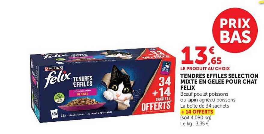 TENDRES EFFILES SELECTION MIXTE EN GELEE POUR CHAT FELIX