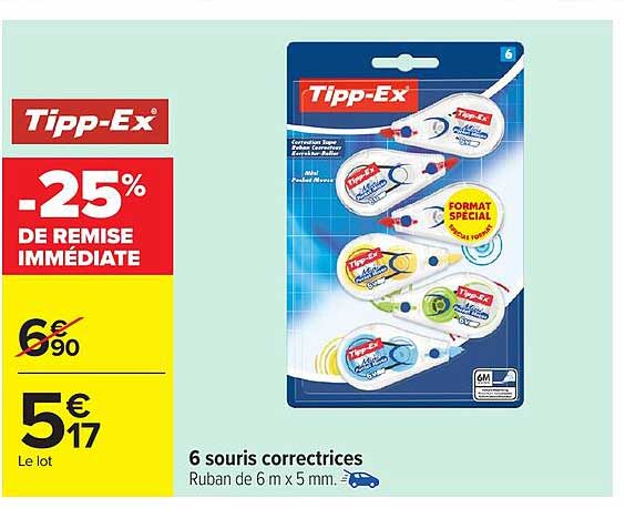 Tipp-Ex -25% de remise immédiate 6 souris correctrices