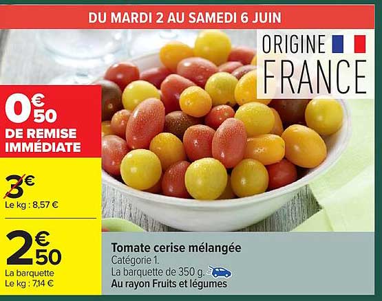 Tomate cerise mélangée