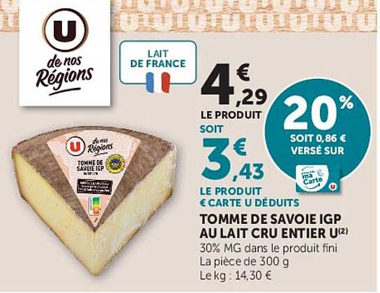 TOMME DE SAVOIE IGP AU LAIT CRU ENTIER U