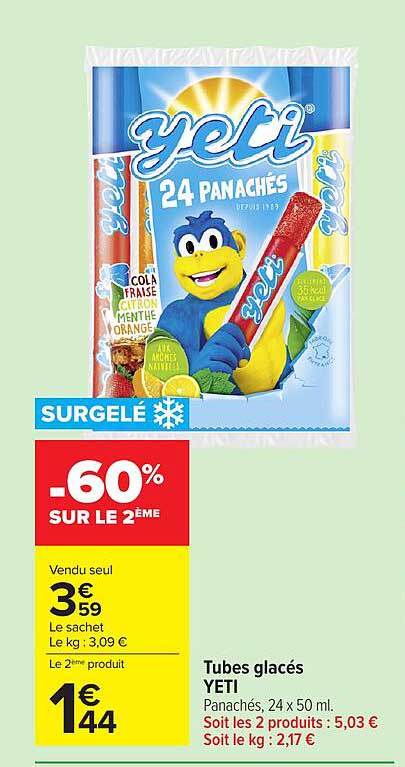 Tubes glacés YETI Panachés, 24 x 50 ml