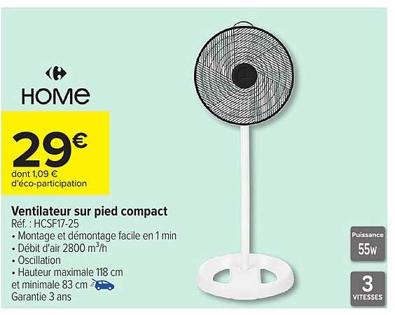 Ventilateur sur pied compact