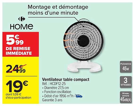 Ventilateur table compact