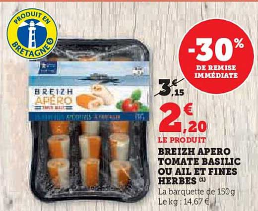 BREIZH APERO TOMATE BASILIC OU AIL ET FINES HERBES