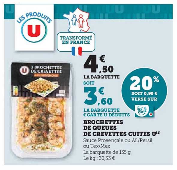 BROCHETTES DE QUEUES DE CREVETTES CUITES U
