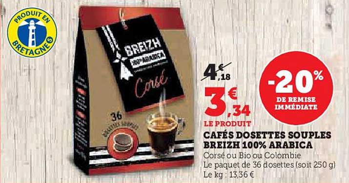 CAFÉS DOSETTES SOUPLES BREIZH 100% ARABICA
