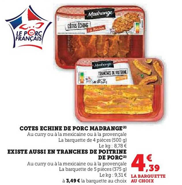 COTES ECHINE DE PORC MADRANGE