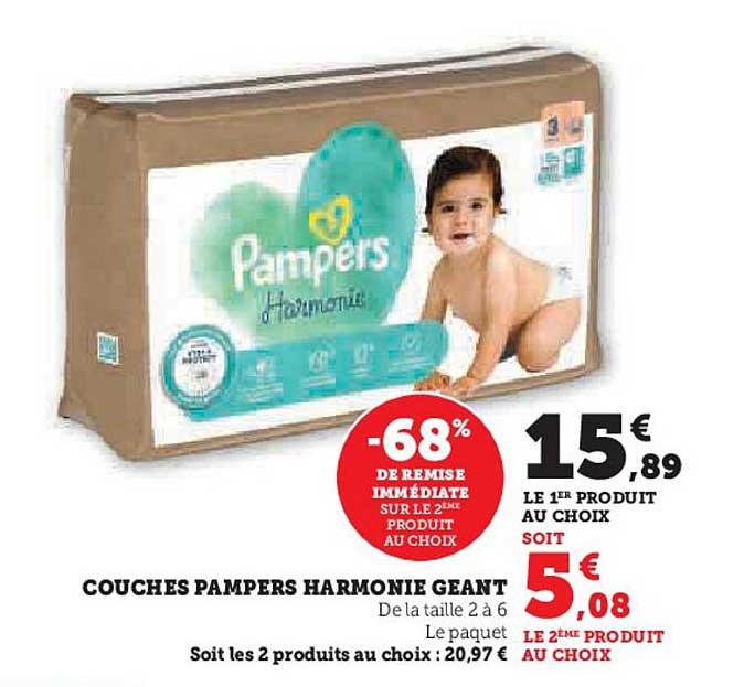 COUCHES PAMPERS HARMONIE GEANT