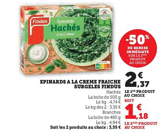 EPINARDS A LA CREME FRAICHE SURGELES FINDUS