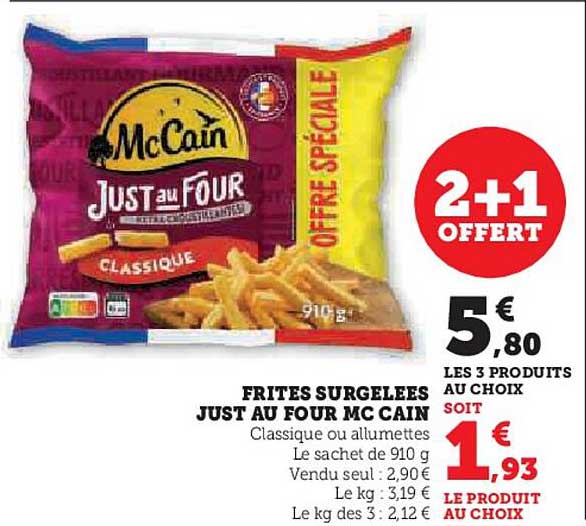 FRITES SURGELEES JUST AU FOUR MC CAIN