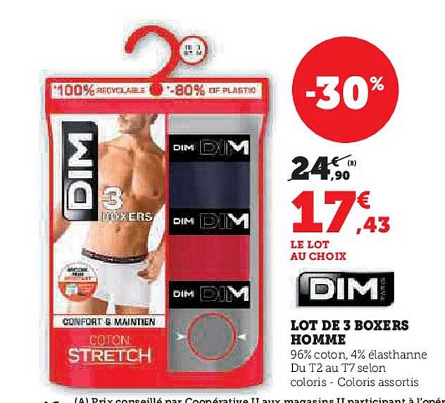 LOT DE 3 BOXERS HOMME