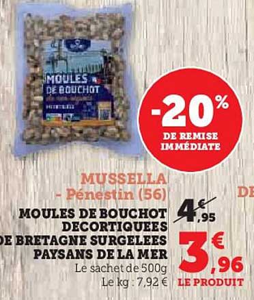 MOULES DE BOUCHOT DECORTIQUEES DE BRETAGNE SURGELEES PAYSANS DE LA MER