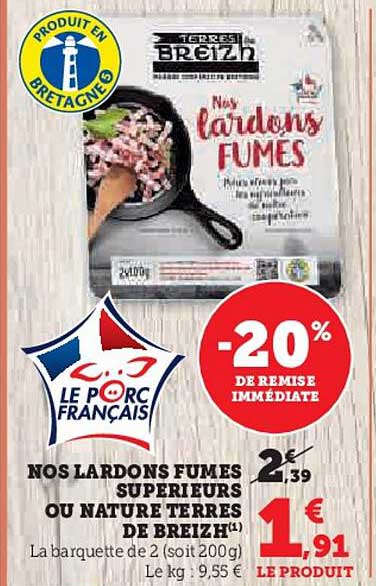 NOS LARDONS FUMES SUPÉRIEURS OU NATURE TERRES DE BREIZH