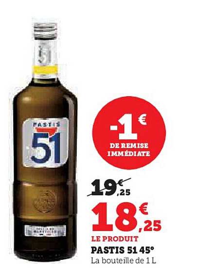 PASTIS 51 45° La bouteille de 1 L