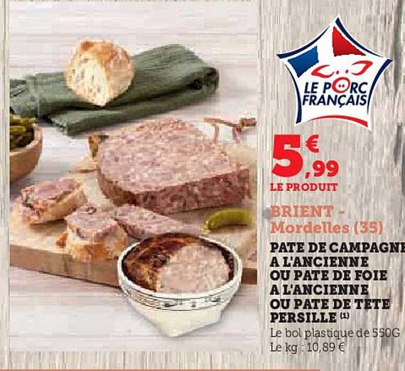 PATE DE CAMPAGNE A L'ANCIENNE OU PATE DE FOIE A L'ANCIENNE OU PATE DE TETE PERSILLE