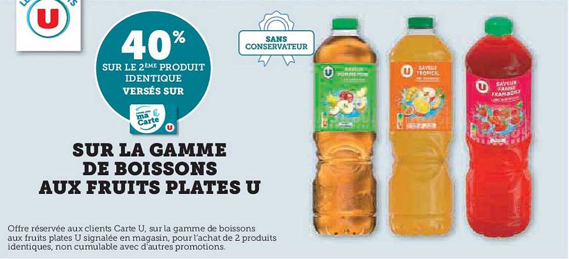 SUR LA GAMME DE BOISSONS AUX FRUITS PLATES U