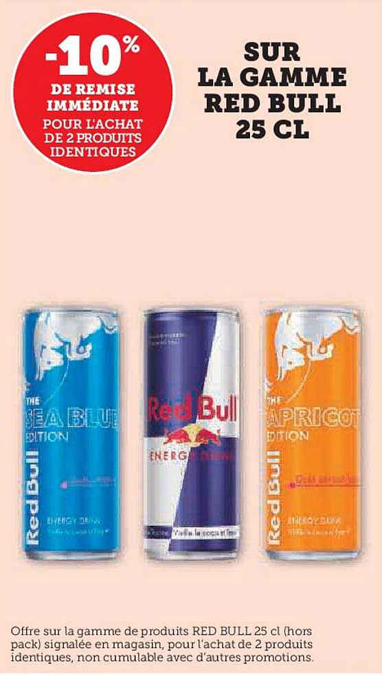SUR LA GAMME RED BULL 25 CL