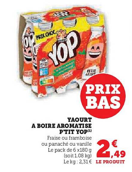 YAOURT A BOIRE AROMATISE P'TIT YOP