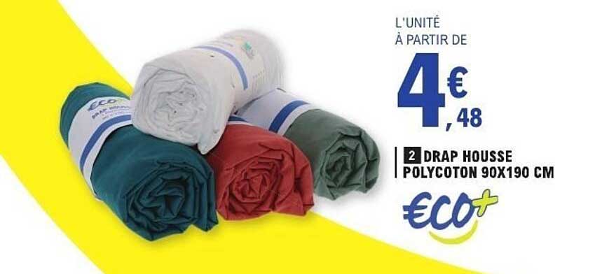 2 DRAP HOUSSE POLYCOTON 90X190 CM