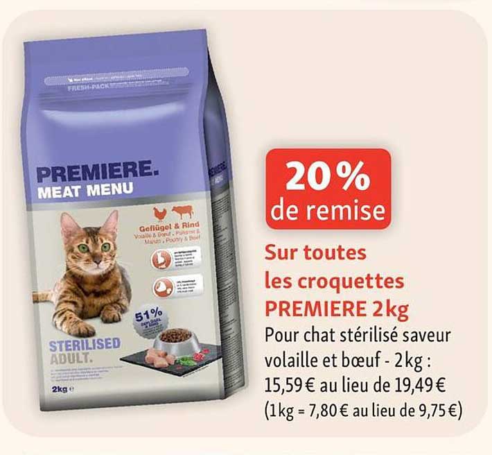20% de remise sur toutes les croquettes PREMIERE 2kg
