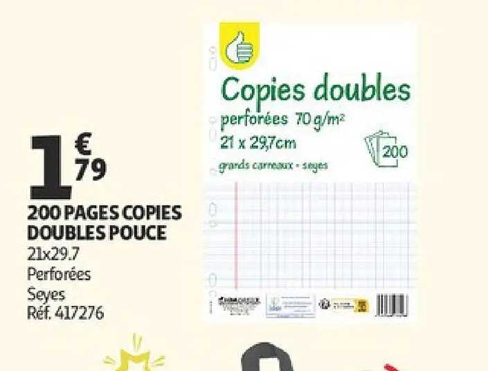 200 PAGES COPIES DOUBLES POUCE