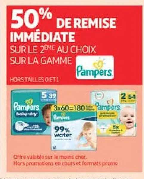 50% DE REMISE IMMÉDIATE SUR LE 2ÈME AU CHOIX SUR LA GAMME Pampers