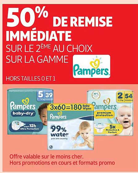 50% DE REMISE IMMÉDIATE SUR LE 2ÈME AU CHOIX SUR LA GAMME Pampers