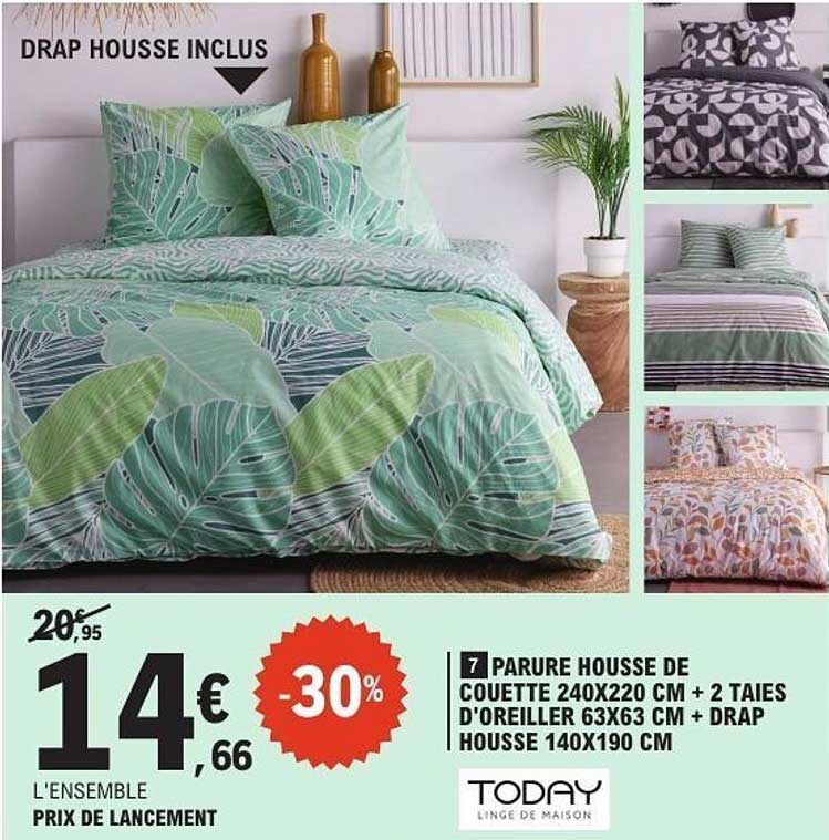 7 PARURE HOUSSE DE COUETTE 240X220 CM + 2 TAIES D'OREILLER 63X63 CM + DRAP HOUSSE 140X190 CM