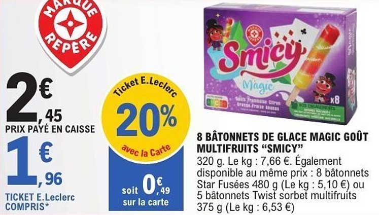 8 BÂTONNETS DE GLACE MAGIC GOÛT MULTIFRUITS “SMICY”