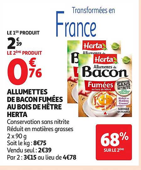 ALLUMETTES DE BACON FUMÉES AU BOIS DE HÊTRE HERTA