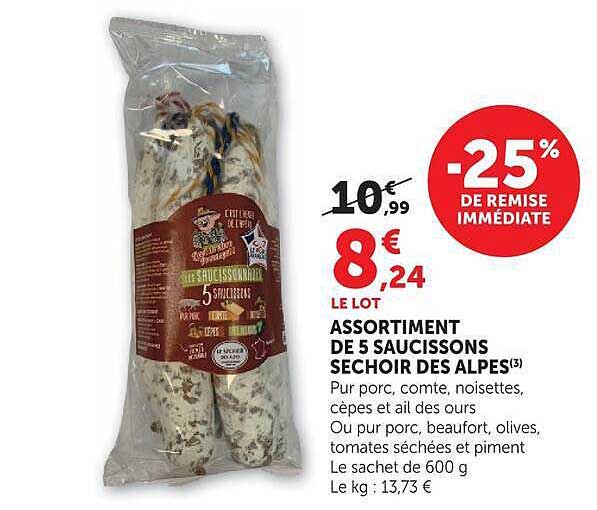ASSORTIMENT DE 5 SAUCISSONS SECHOIR DES ALPES