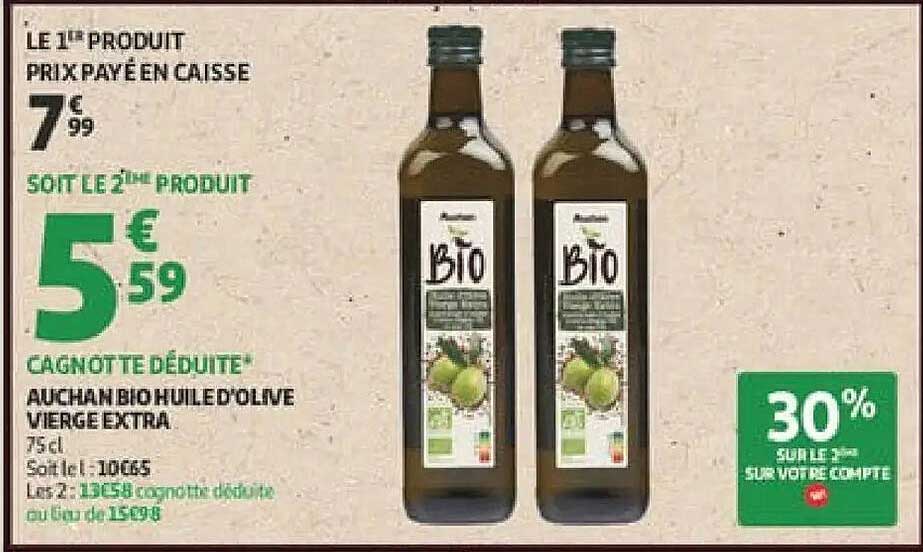 AUCHAN BIO HUILE D’OLIVE VIERGE EXTRA