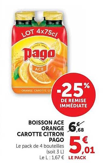 BOISSON ACE ORANGE CAROTTE CITRON PAGO