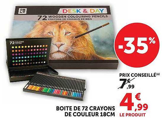 BOITE DE 72 CRAYONS DE COULEUR 18CM