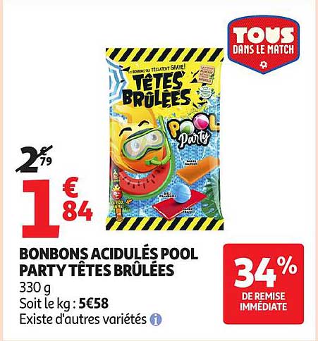 BONBONS ACIDULÉS POOL PARTY TÊTES BRÛLÉES