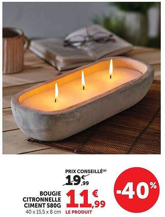 BOUGIE CITRONNELLE CIMENT 580G