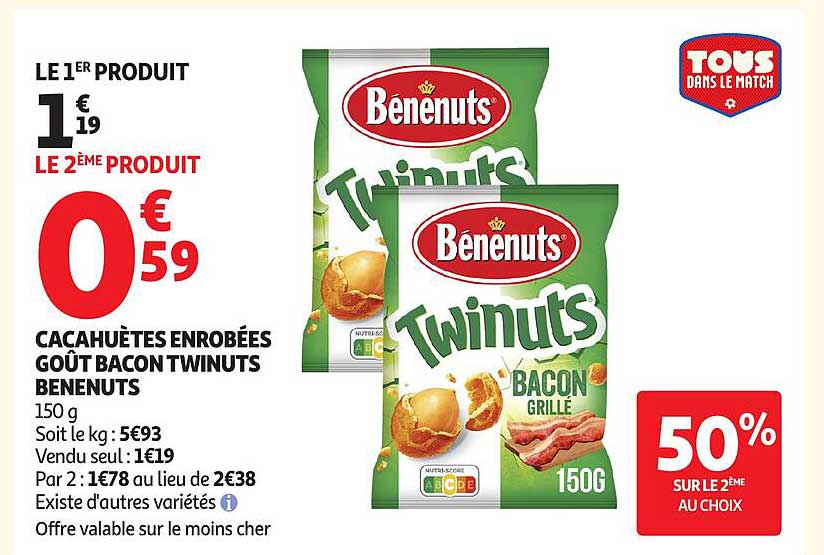 CACAHUÈTES ENROBÉES GOÛT BACON TWINUTS BENENUTS