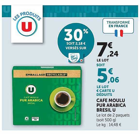 CAFÉ MOULU PUR ARABICA BRÉSIL U