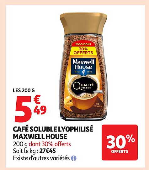 CAFÉ SOLUBLE LYOPHILISÉ MAXWELL HOUSE