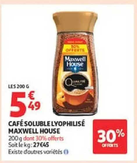 CAFÉ SOLUBLE LYOPHILISÉ MAXWELL HOUSE