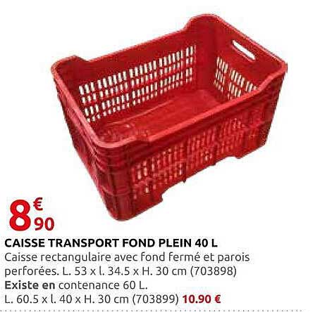 CAISSE TRANSPORT FOND PLEIN 40 L