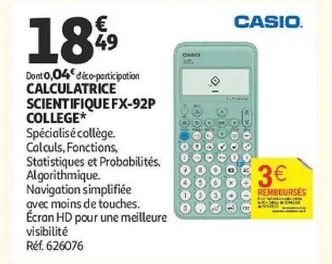 CALCULATRICE SCIENTIFIQUE FX-92P COLLEGE*