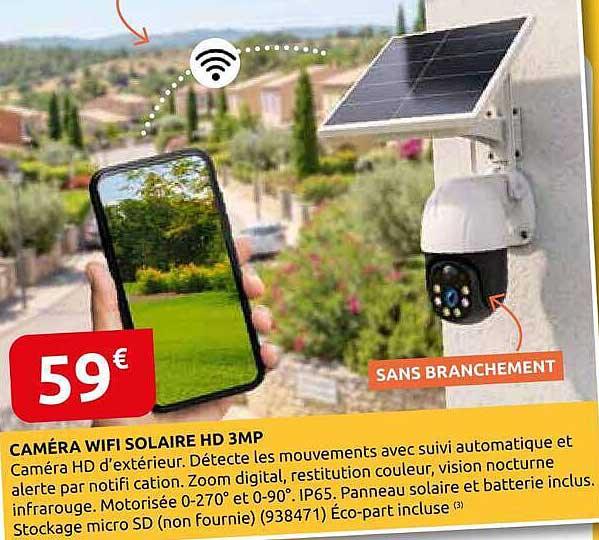 CAMÉRA WIFI SOLAIRE HD 3MP