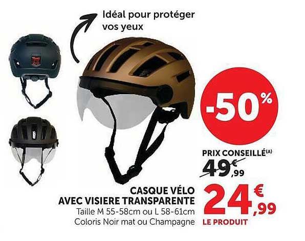 CASQUE VÉLO AVEC VISIÈRE TRANSPARENTE