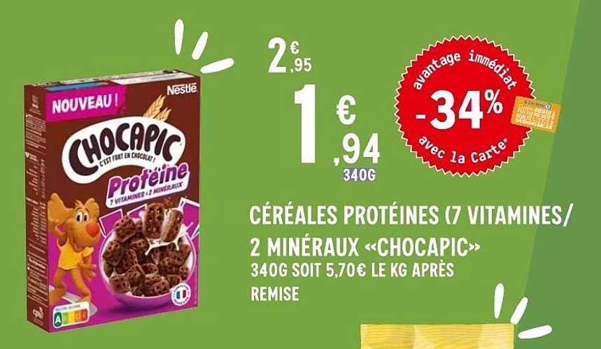 CÉRÉALES PROTÉINÉES (7 VITAMINES/ 2 MINÉRAUX «CHOCAPIC»